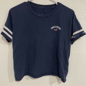 Hollister Womens Short Navy Blue Logo Tee